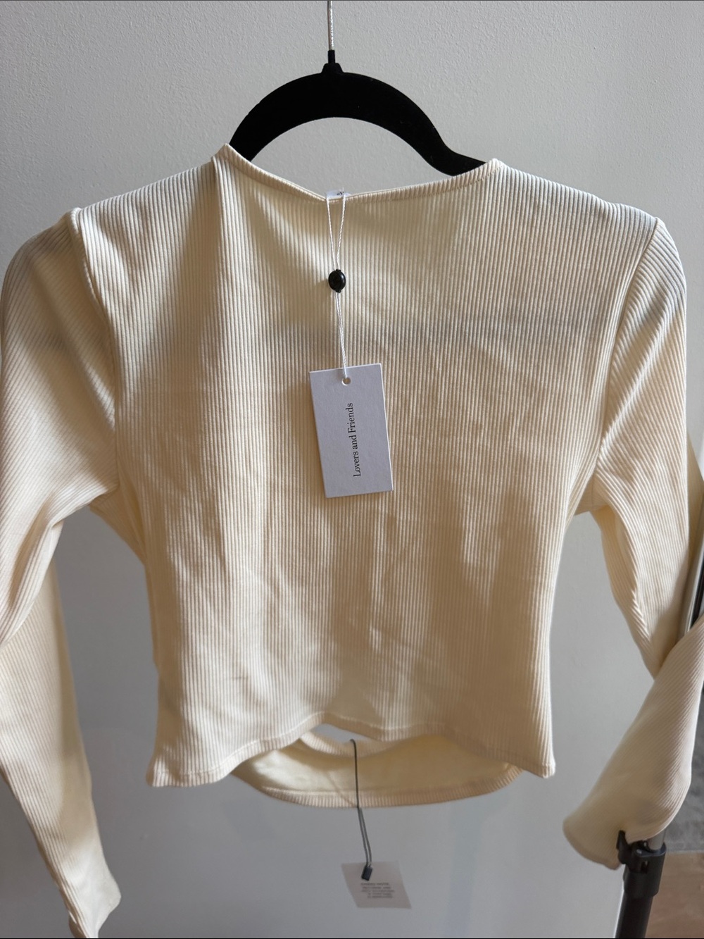Lovers + Friends Cream Ribbed Long Sleeve Cutout Crop Top - Picture 5 of 7